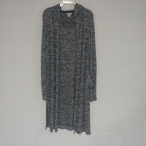 LIGHTWEIGHT, MARLED BLACK &WHITE, KNIT, MIDI HOODIE, CARDIGAN